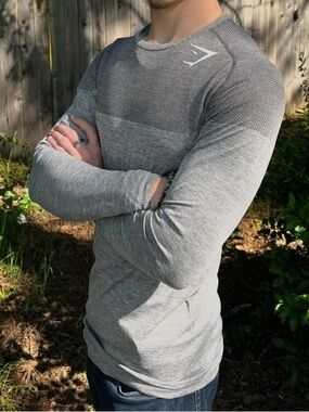 GYMSHARK MEN APEX ONYX PHANTOM Lightweight Long Sleeve DEVANT Shirt LAID ACTIVE